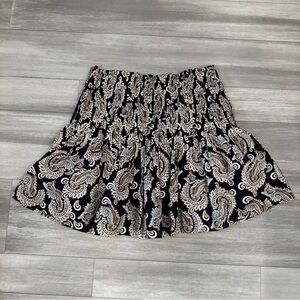 Anthropologie Black and Cream Paisley Skater Skirt